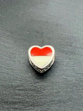 Pandora Indonesia Flag Heart Charm Sterling Silver Jewelry
